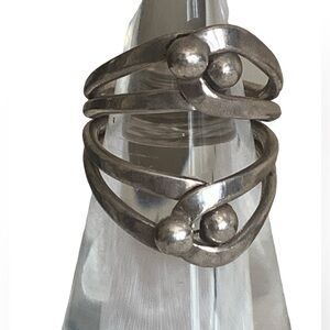 Sterling Sliver Modernist Sterling Silver Sphere Ball Ring Women’s Ring Jewelry